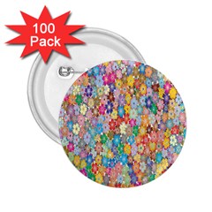 Floral Flowers 2 25  Buttons (100 Pack)  by artworkshop