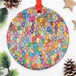 Floral Flowers Ornament (Round) Front