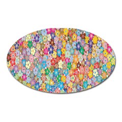 Floral Flowers Oval Magnet by artworkshop