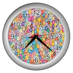 Floral Flowers Wall Clock (silver)