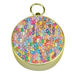 Floral Flowers Gold Compasses by artworkshop