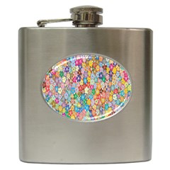 Floral Flowers Hip Flask (6 Oz) by artworkshop