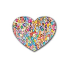 Floral Flowers Rubber Coaster (heart) by artworkshop