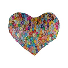 Floral Flowers Standard 16  Premium Flano Heart Shape Cushions