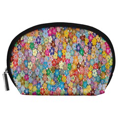 Floral Flowers Accessory Pouch (large) by artworkshop