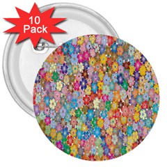 Floral Flowers 3  Buttons (10 Pack)  by artworkshop