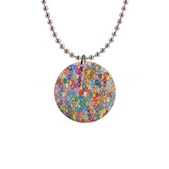 Floral Flowers 1  Button Necklace by artworkshop