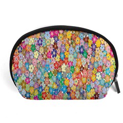 Floral Flowers Accessory Pouch (large) by artworkshop