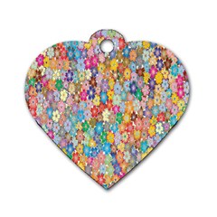 Floral Flowers Dog Tag Heart (one Side) by artworkshop