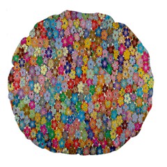 Floral Flowers Large 18  Premium Flano Round Cushions by artworkshop