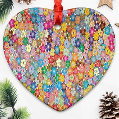 Floral Flowers Ornament (heart) by artworkshop