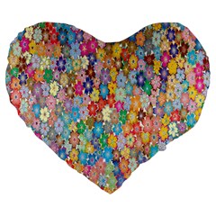 Floral Flowers Large 19  Premium Heart Shape Cushions by artworkshop