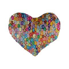 Floral Flowers Standard 16  Premium Heart Shape Cushions by artworkshop