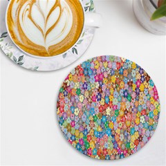 Floral Flowers Uv Print Round Tile Coaster by artworkshop