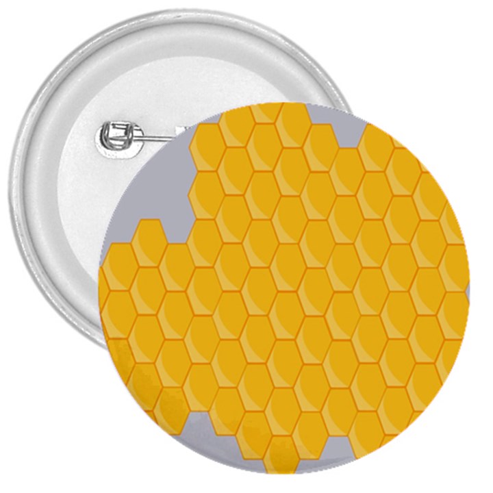 Hexagons Yellow Honeycomb Hive Bee Hive Pattern 3  Buttons