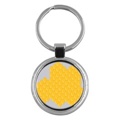 Hexagons Yellow Honeycomb Hive Bee Hive Pattern Key Chain (round) by artworkshop