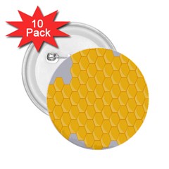 Hexagons Yellow Honeycomb Hive Bee Hive Pattern 2 25  Buttons (10 Pack)  by artworkshop