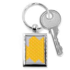 Hexagons Yellow Honeycomb Hive Bee Hive Pattern Key Chain (rectangle) by artworkshop