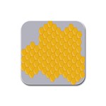 Hexagons Yellow Honeycomb Hive Bee Hive Pattern Rubber Square Coaster (4 pack) Front