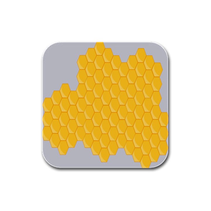 Hexagons Yellow Honeycomb Hive Bee Hive Pattern Rubber Square Coaster (4 pack)