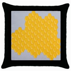 Hexagons Yellow Honeycomb Hive Bee Hive Pattern Throw Pillow Case (black)