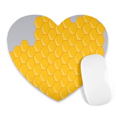 Hexagons Yellow Honeycomb Hive Bee Hive Pattern Heart Mousepads by artworkshop