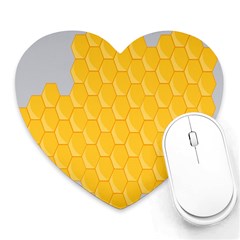 Hexagons Yellow Honeycomb Hive Bee Hive Pattern Heart Mousepads by artworkshop