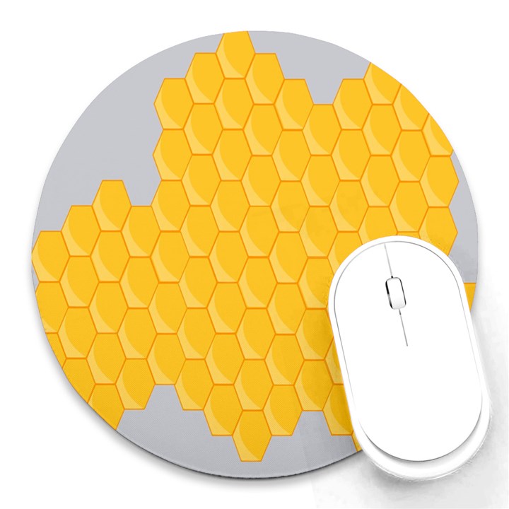 Hexagons Yellow Honeycomb Hive Bee Hive Pattern Round Mousepads