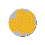 Hexagons Yellow Honeycomb Hive Bee Hive Pattern Rubber Coaster (Round) Front