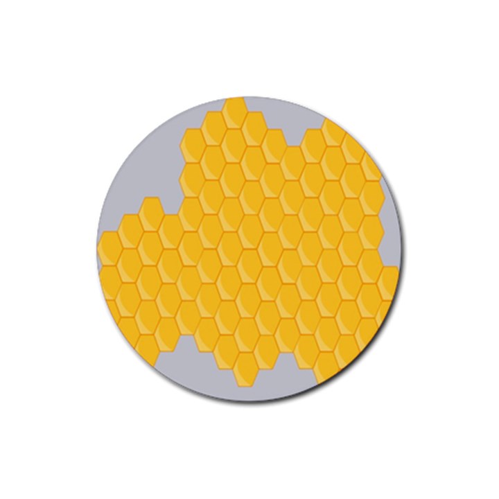 Hexagons Yellow Honeycomb Hive Bee Hive Pattern Rubber Coaster (Round)