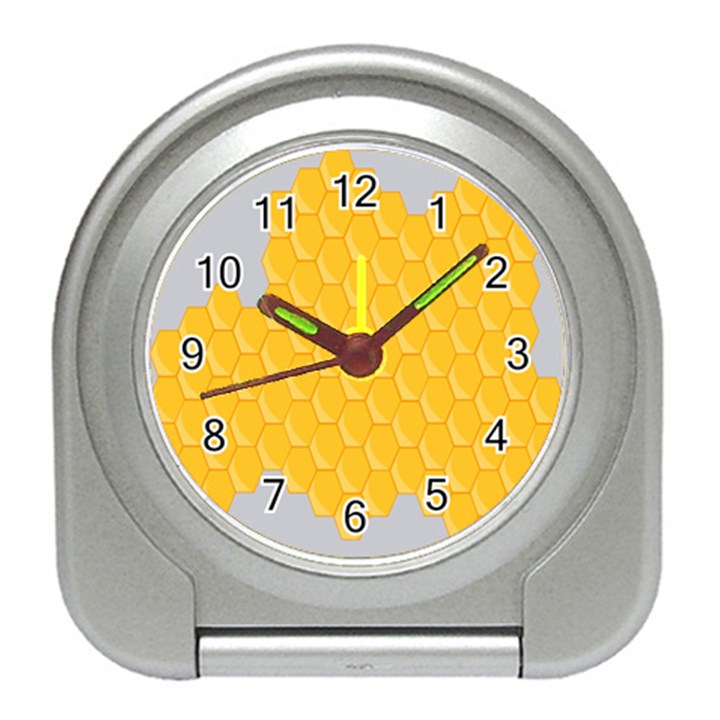 Hexagons Yellow Honeycomb Hive Bee Hive Pattern Travel Alarm Clock