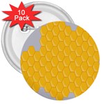 Hexagons Yellow Honeycomb Hive Bee Hive Pattern 3  Buttons (10 pack)  Front