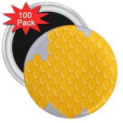 Hexagons Yellow Honeycomb Hive Bee Hive Pattern 3  Magnets (100 Pack) by artworkshop