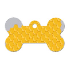 Hexagons Yellow Honeycomb Hive Bee Hive Pattern Dog Tag Bone (one Side) by artworkshop