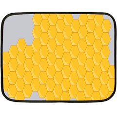 Hexagons Yellow Honeycomb Hive Bee Hive Pattern Double Sided Fleece Blanket (mini)  by artworkshop