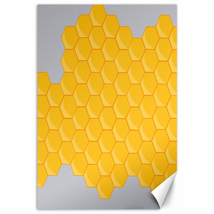 Hexagons Yellow Honeycomb Hive Bee Hive Pattern Canvas 12  x 18 