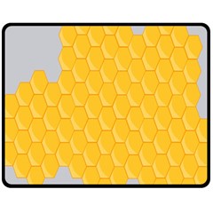 Hexagons Yellow Honeycomb Hive Bee Hive Pattern Fleece Blanket (medium)  by artworkshop