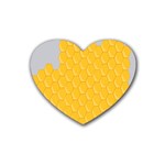 Hexagons Yellow Honeycomb Hive Bee Hive Pattern Rubber Heart Coaster (4 pack) Front