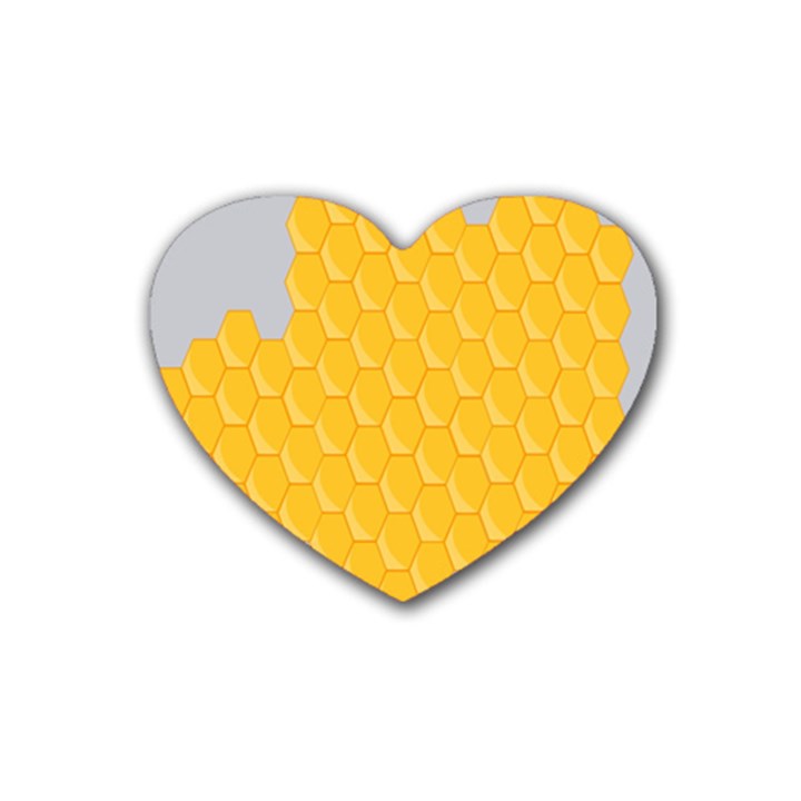 Hexagons Yellow Honeycomb Hive Bee Hive Pattern Rubber Heart Coaster (4 pack)