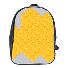 Hexagons Yellow Honeycomb Hive Bee Hive Pattern School Bag (large) by artworkshop