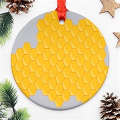 Hexagons Yellow Honeycomb Hive Bee Hive Pattern Round Ornament (two Sides) by artworkshop