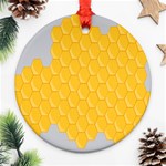 Hexagons Yellow Honeycomb Hive Bee Hive Pattern Ornament (Round) Front