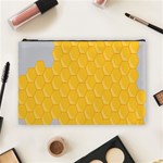 Hexagons Yellow Honeycomb Hive Bee Hive Pattern Cosmetic Bag (Large) Front