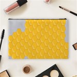 Hexagons Yellow Honeycomb Hive Bee Hive Pattern Cosmetic Bag (Large) Back