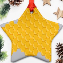 Hexagons Yellow Honeycomb Hive Bee Hive Pattern Ornament (star) by artworkshop