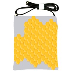 Hexagons Yellow Honeycomb Hive Bee Hive Pattern Shoulder Sling Bag by artworkshop