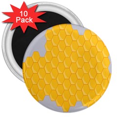 Hexagons Yellow Honeycomb Hive Bee Hive Pattern 3  Magnets (10 Pack)  by artworkshop