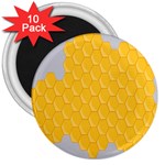 Hexagons Yellow Honeycomb Hive Bee Hive Pattern 3  Magnets (10 pack)  Front