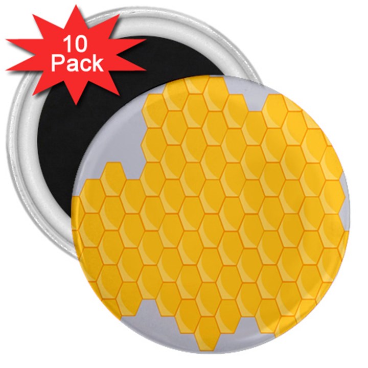 Hexagons Yellow Honeycomb Hive Bee Hive Pattern 3  Magnets (10 pack) 