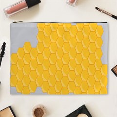 Hexagons Yellow Honeycomb Hive Bee Hive Pattern Cosmetic Bag (xl) by artworkshop